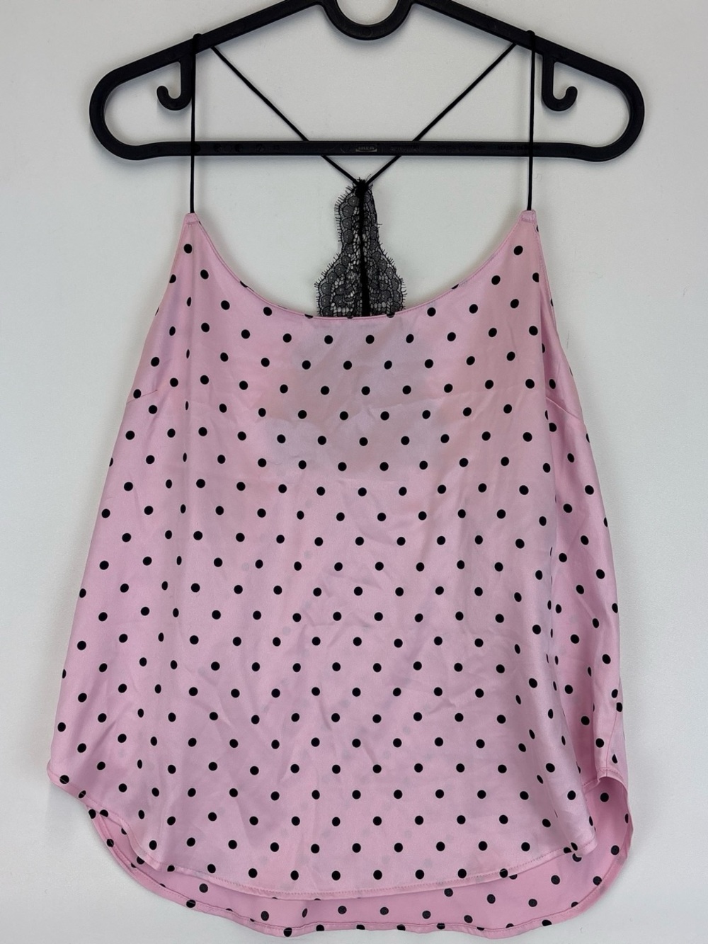 Victoria's Secret Pink Polka Dot Cami with Black Lace Racerback